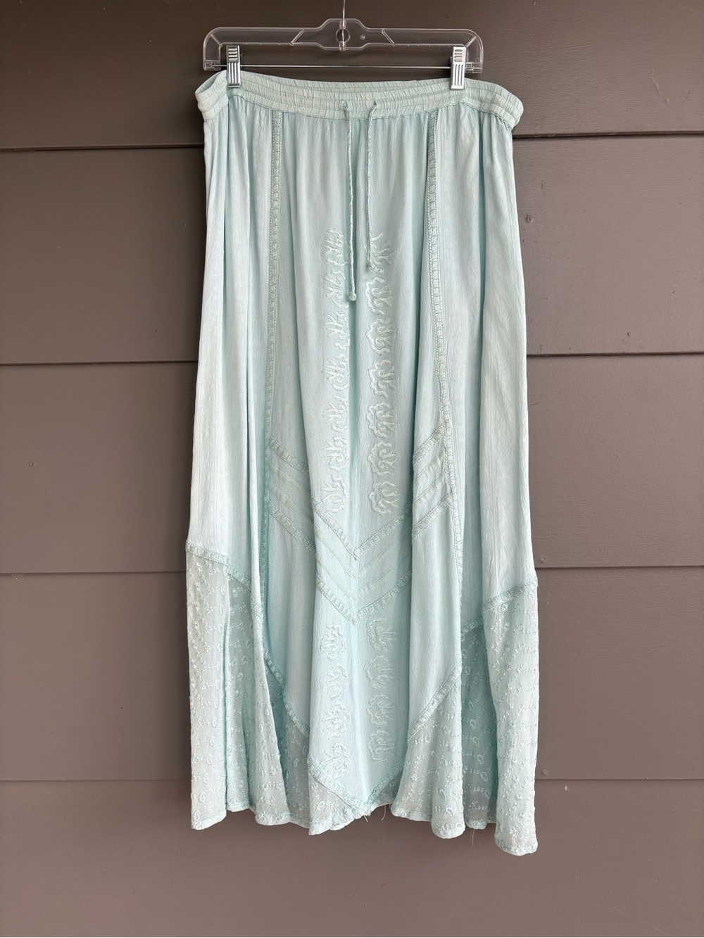 Vintage 90’s L’Pogee Boho Embroidered Blue Maxi Skirt